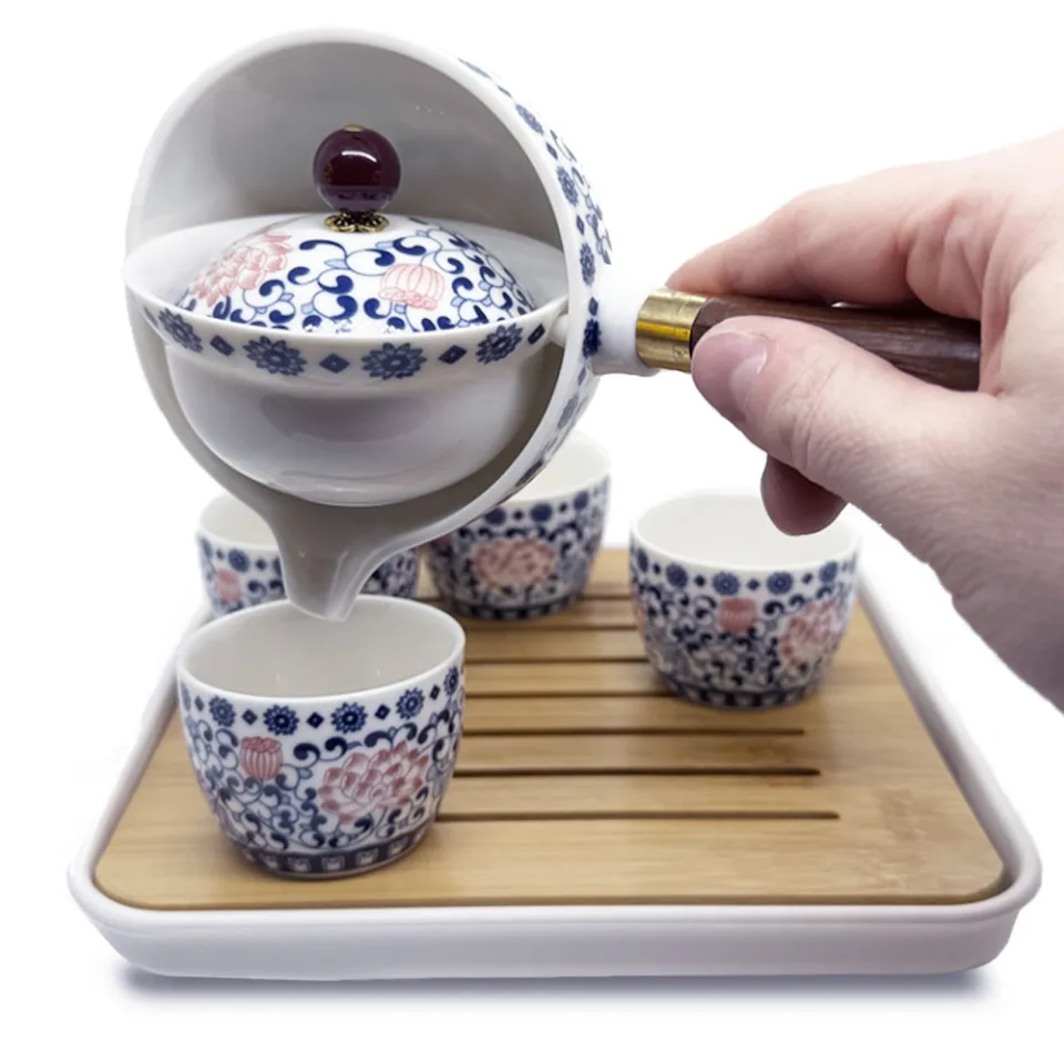 360° rotating gongfu teapot set