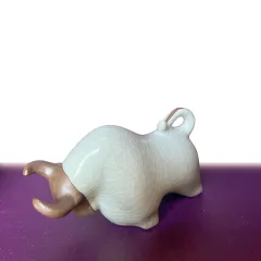 White and grey ceramic bull tea pet for gongfu tea